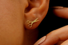 Load image into Gallery viewer, Scissor Stud Earrings for Sapphic Pride | Tiny Lesbian Jewelry for WLW &amp; LGBTQ+ Celebration