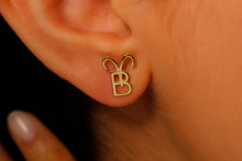 Load image into Gallery viewer, Personalized Sterling Silver Initial &amp; Zodiac Sign Stud Earrings | Unique, Meaningful Jewelry
