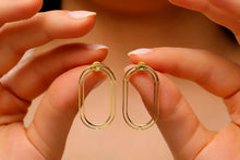 Load image into Gallery viewer, Shimmering Oval Ear Jacket Earrings – Silver, Gold, &amp; Rose Gold Elegance