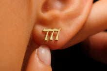 Load image into Gallery viewer, Elysian Jewelry Angel Number Stud Earrings - Celestial Charm for Positive Energy