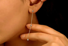 Load image into Gallery viewer, Long Dangle Chain Earrings with Sparkling CZ Diamonds