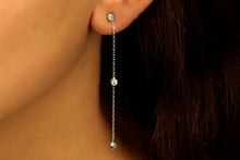 Load image into Gallery viewer, Long Dangle Chain Earrings with Sparkling CZ Diamonds