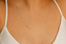 Load image into Gallery viewer, Gold Letter Birthstone Initial Necklace | Handmade Sideways Design | Unique Anniversary &amp; Birthday Gift in Sterling Silver