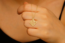 Load image into Gallery viewer, Elegant Initials Necklace | Custom 14K Gold Monogram | Chic Geometric Design