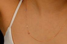 Load image into Gallery viewer, Gold Letter Birthstone Initial Necklace | Handmade Sideways Design | Unique Anniversary &amp; Birthday Gift in Sterling Silver