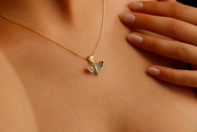 Load image into Gallery viewer, Golden Hive 14K Bee Necklace – Dazzling Elegance with Nature's Charm
