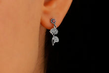 Load image into Gallery viewer, Personalized Birth Month Flower &amp; Birthstone Dangle Earrings