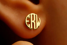 Load image into Gallery viewer, Dainty Monogram Earrings - Personalized Minimalist Jewelry with Custom Block Letters