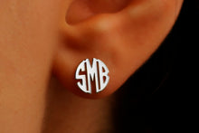 Load image into Gallery viewer, Dainty Monogram Earrings - Personalized Minimalist Jewelry with Custom Block Letters
