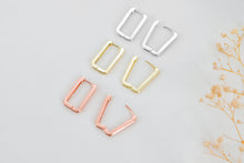 Load image into Gallery viewer, Silver Luxe Rectangle Link Huggie Hoop Earrings - Dazzling Sterling Silver Design