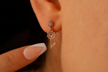 Load image into Gallery viewer, Personalized Birth Month Flower &amp; Birthstone Dangle Earrings