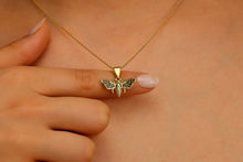 Load image into Gallery viewer, Golden Hive 14K Bee Necklace – Dazzling Elegance with Nature's Charm