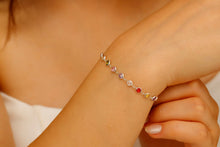 Load image into Gallery viewer, Rainbow Bliss Multi-Station Baguette Bracelet in 925 Sterling Silver