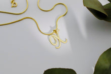 Load image into Gallery viewer, Dainty 14K Gold Initial Necklace with Snake Chain – Personalized Elegance for Every Occasion