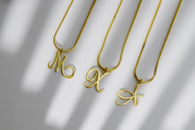 Load image into Gallery viewer, Dainty 14K Gold Initial Necklace with Snake Chain – Personalized Elegance for Every Occasion