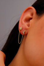 Load image into Gallery viewer, Aurora Jewelry Waterproof Gold Pave Star &amp; Moon Earrings with Sparkling CZ Diamonds