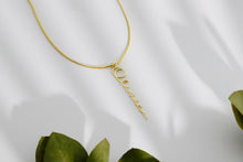 Load image into Gallery viewer, Custom Signature Gold Vermeil Vertical Name Necklace | Handwriting Script Design with Box &amp; Snake Chain
