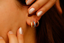 Load image into Gallery viewer, Dazzling Gold Huggie Hoops - Sterling Silver Multi-Hole Design, Perfect Stacked Sleeper Earrings for Effortless Style