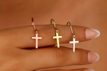 Load image into Gallery viewer, Shimmering 14k Gold Cross Earrings - Dazzling Faith-Inspired Elegance