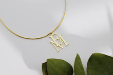 Load image into Gallery viewer, Personalized Interlocking Initials Necklace - Custom 14K Gold Double Letters