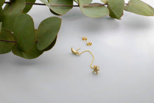 Load image into Gallery viewer, Aurora Jewelry Waterproof Gold Pave Star &amp; Moon Earrings with Sparkling CZ Diamonds
