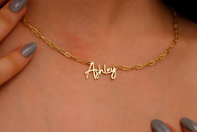 Load image into Gallery viewer, Sparkling Gold &amp; Silver Name Necklace - Personalized Dainty Layered Design with Link Chain