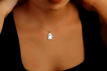 Load image into Gallery viewer, Silver Ghost Necklace with Pumpkin Charm | Spooky Halloween Jewelry