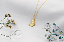 Load image into Gallery viewer, Silver Ghost Necklace with Pumpkin Charm | Spooky Halloween Jewelry