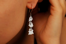 Load image into Gallery viewer, Ghostly Elegance: Sterling Silver Dangle Earrings with 18K Gold Vermeil, Perfect Halloween Accessory