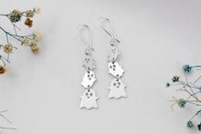Load image into Gallery viewer, Ghostly Elegance: Sterling Silver Dangle Earrings with 18K Gold Vermeil, Perfect Halloween Accessory
