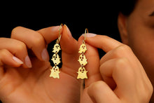 Load image into Gallery viewer, Ghostly Elegance: Sterling Silver Dangle Earrings with 18K Gold Vermeil, Perfect Halloween Accessory