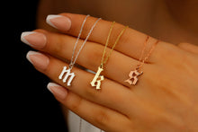 Load image into Gallery viewer, Elegant Initial Necklace - 925 Sterling Silver Old English Gothic Style