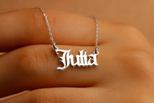 Load image into Gallery viewer, Custom Old English Name Necklace in Silver, Gold, and Rose