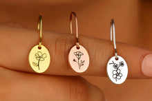 Load image into Gallery viewer, Birth Flower Dangle Earrings - Dainty Gold and Silver for Minimalist Elegance