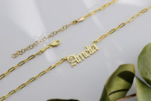 Load image into Gallery viewer, Dainty Old English Name Necklace with Link Chain - Personalized Silver or Gold Jewelry