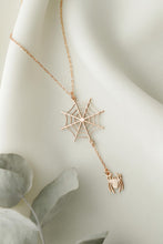 Load image into Gallery viewer, Spooktacular Charm: Halloween Spider Web Necklace with Dazzling Crystal Accents