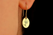Load image into Gallery viewer, Birth Flower Dangle Earrings - Dainty Gold and Silver for Minimalist Elegance
