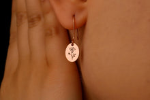 Load image into Gallery viewer, Birth Flower Dangle Earrings - Dainty Gold and Silver for Minimalist Elegance