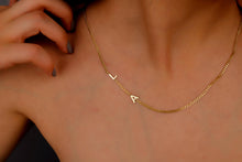 Load image into Gallery viewer, Dainty Initial Necklace by SilverGoldandRose | Personalize Your Style with a Unique Sideways Letter Design