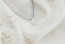 Load image into Gallery viewer, Minimalist Bar Initial Necklace - Tiny Charm with Snake Chain &amp; Cut Out Tag - Personalized Letter Jewelry Gift
