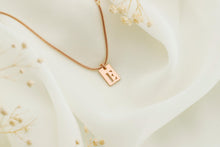 Load image into Gallery viewer, Minimalist Bar Initial Necklace - Tiny Charm with Snake Chain &amp; Cut Out Tag - Personalized Letter Jewelry Gift