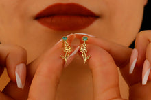 Load image into Gallery viewer, Personalized Birth Month Flower &amp; Birthstone Dangle Earrings