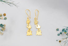 Load image into Gallery viewer, Ghostly Elegance: Sterling Silver Dangle Earrings with 18K Gold Vermeil, Perfect Halloween Accessory