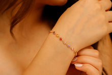 Load image into Gallery viewer, Rainbow Bliss Multi-Station Baguette Bracelet in 925 Sterling Silver