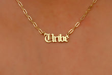 Load image into Gallery viewer, Dainty Old English Name Necklace with Link Chain - Personalized Silver or Gold Jewelry