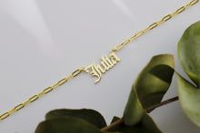 Load image into Gallery viewer, Dainty Old English Name Necklace with Link Chain - Personalized Silver or Gold Jewelry