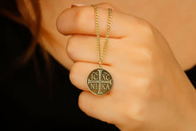 Load image into Gallery viewer, Eastern Orthodox Cross Necklace | Engraved Disc with IC XC NIKA Charm