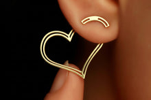 Load image into Gallery viewer, Heart Ear Jackets in 14K Gold | Modern Minimalist Design | Perfect Love Gift for Her