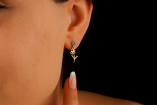Load image into Gallery viewer, Personalized Birth Month Flower &amp; Birthstone Dangle Earrings