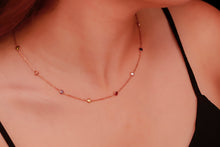 Load image into Gallery viewer, Dainty Rainbow Crystal Gemstone Necklace in 925 Sterling Silver, Gold, and Rose